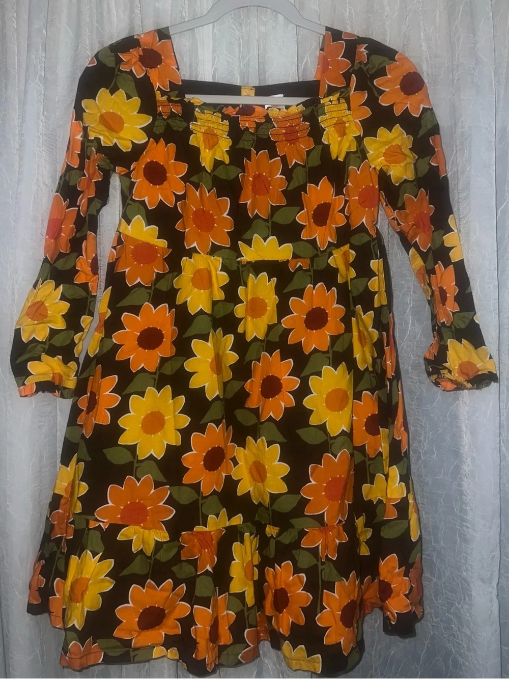 Gymboree Sunflower ruffle dress Harvest Brown 100% Cottton size 12